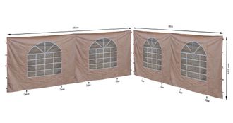 Quick-Star Quick-star - 2 Seitenteile Mit Pvc Fenster F&uuml;r Lounge Pavillon Sahara 4x4m Seitenwand Sand