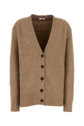 Ferragamo Camel Stretch Alpaca Blend Oversized Cardigan