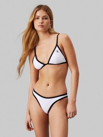 Calvin Klein Swimwear Triangel-Bikini-Top TRIANGLE-RP, Damen, Gr. XL (42), N-Gr, weiss (classic wei&szlig;), Microfaser, Elasthan, Polyamid, CALVIN KLEIN SWIMWEAR, kontrastfarben