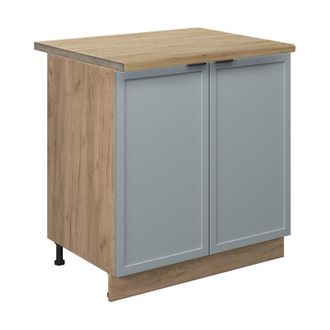 Vicco Armario Bajo Para Fregadero Fame-line, Azul Claro-gris, 80 Cm Con Estante, Et Roble Vicco
