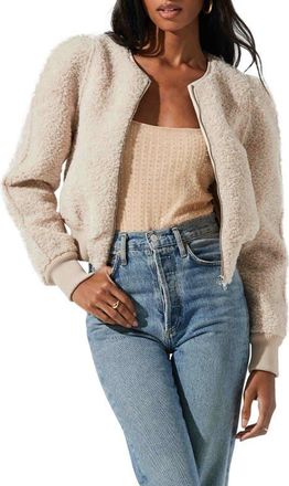 ASTR the Label Stacy Faux Shearling Crop Jacket in Ivory at Nordstrom, Size Medium