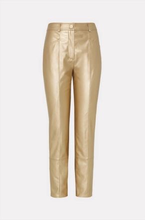 Milly Rue Faux Leather Pants In Gold