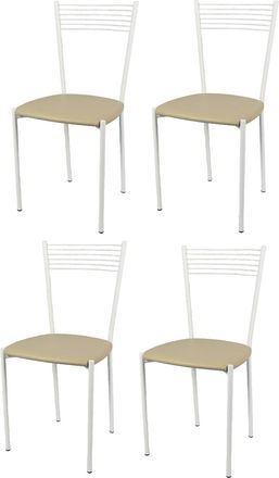 Tommychairs Tommychairs 4 Sillas Elegance Acero Blanco Asiento Polipiel Lin