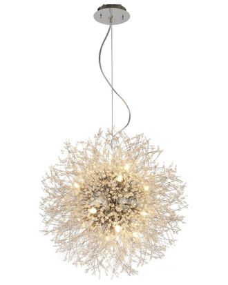 Bethel International 16-Light Stainless Steel Chandelier With Crystal Accents