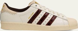 adidas Mens Superstar Croc-Embossed Leather Sneakers
