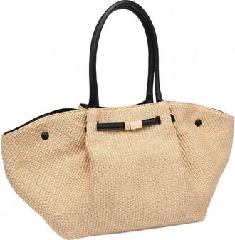 Urban Expression Womens Kaia Straw Tote Bag In Natural Black