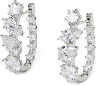 Nadri Beatrix Mixed Cubic Zirconia U-Shaped Hoop Earrings in Rhodium at Nordstrom
