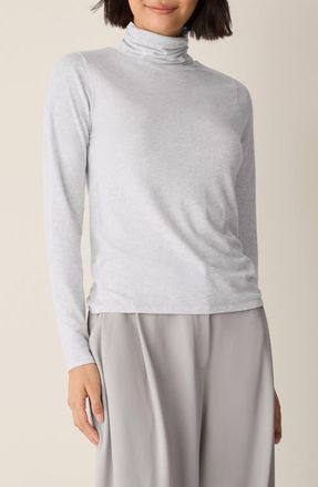 Eileen Fisher Long Sleeve Turtleneck Top in Nimbus at Nordstrom, Size X-Large