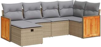 vidaXL Juego De Sof&aacute;s Jard&iacute;n Con Cojines 6 Pzas Rat&aacute;n Sint&eacute;tico Beige Vidaxl