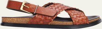 The Row Woven Leather Buckle Sandals