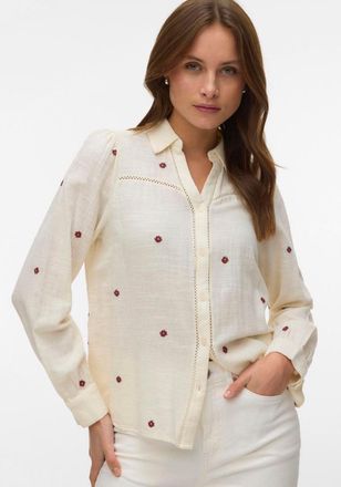 Vero Moda Langarmbluse VERO MODA VMJILLIAN LS SHIRT WVN BTQ, Damen, Gr. XL, birch detail:emb. flowers, Web, Obermaterial: 100% Baumwolle, bestickt, unifarben, n