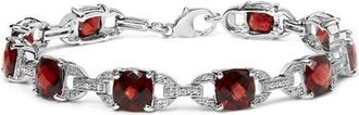 House of Brilliance Silver Garnet & Diamond Accent Tennis Link Bracelet in White at Nordstrom