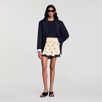Sandro Floral embroidered shorts
