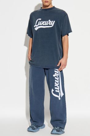 Balenciaga T-shirt With Logo, Mens, Navy Blue