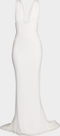 Stella McCartney Plunging Sleeveless Sculpted Trumpet Gown