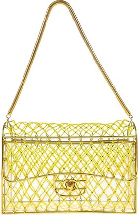Chanel Borsa a spalla a secchiello con perline 1990-2000 - Giallo
