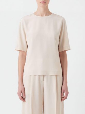 Giorgio Armani Top a maniche corte in pura seta con scollo a girocollo