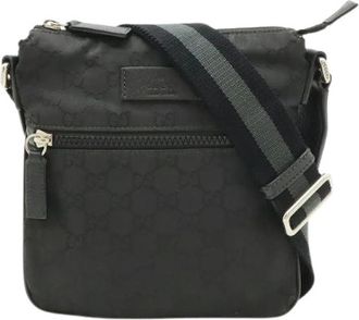 Gucci Pre-owned Nylon Leather GG Shoulder Bag - unisex - Vintage Schoudertas - Zwart - ONE Size - Nylon - Vintage