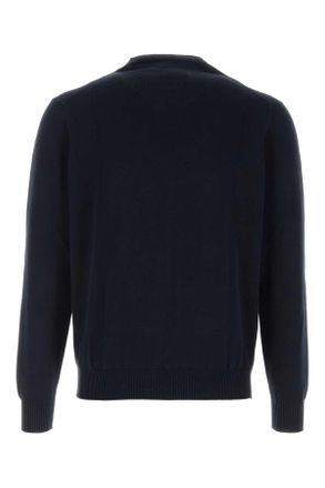 Fedeli Mens Navy Blue Cotton Sweater Blu Exterior: Maglieria