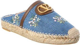 Valentino Vlogo Signature Mini Denim & Leather Mule