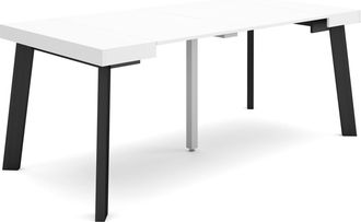 Skraut Home Skraut Home - Mesa Consola Extensible, Mesa Comedor Plegable, 180, Para 8 Comensales, Patas De Madera, Estilo Moderno, Blanco Y Negro