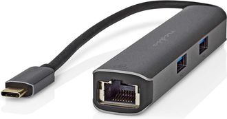 Nedis Adaptador Usb Multipuerto Usb 32 Generacion 1 Usb C Macho Hdmi Hembra Rj45 Hembra 3x Usb A Hembra 5 Gbps 020m Redondo Chapado En Oro Pvc Antracita Caj