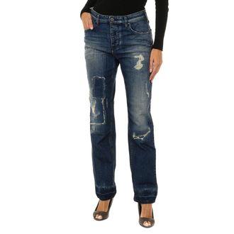 Armani Womens long worn and torn effect denim pants 6Y5990-5D3UZ - Blue Cotton - Size 27 (Waist)