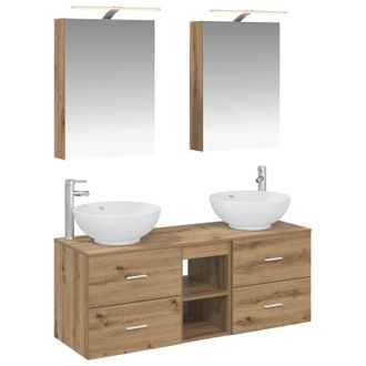 vidaXL Juego De Muebles De Ba&ntilde;o 5 Pcs Roble Artesanal Vidaxl