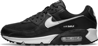 Nike Womens Air Max 90 Running Shoes In Black/white/black