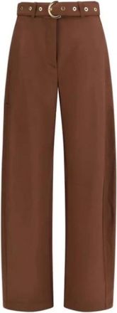 Pinko High-waist Broek - Dames - Wijde Broeken - Bruin - XS - Polyester - Broeken