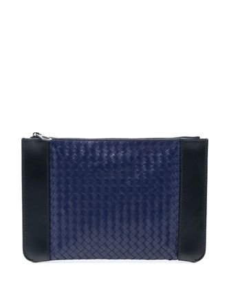 Bottega Veneta 2012-2025 Bicolor Nappa Intrecciato clutch bag - unisex - Nappa Leather - One Size - Blue