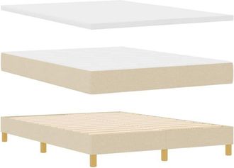 vidaXL Cama Con Somier Con Colch&oacute;n Crema 160 X 200 Cm Tela Vidaxl