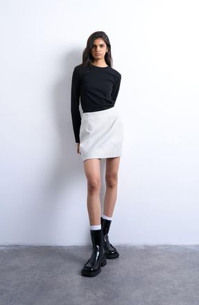 Topshop A-Line Miniskirt in Grey at Nordstrom, Size 14 Us