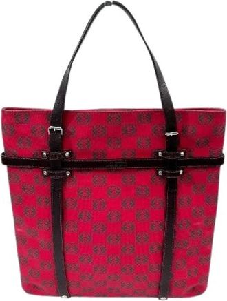 Loewe Pre-owned Tote Bags, female, Red, Size: ONE SIZE Pre-owned Anagram PVC Leather Handbag