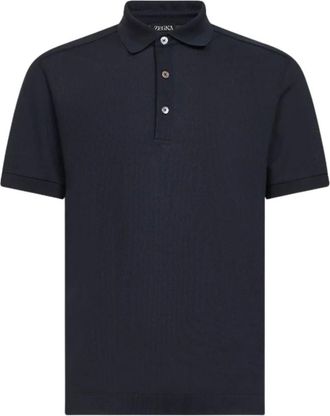 Ermenegildo Zegna Black Solid Shirt Collar Polo