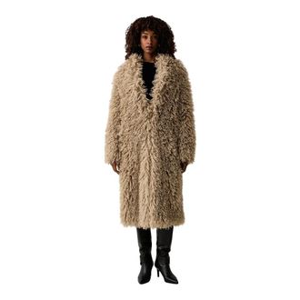 Patrizia Pepe Cappotto monopetto in ecopelliccia - - Coats - Donna - Beige - S