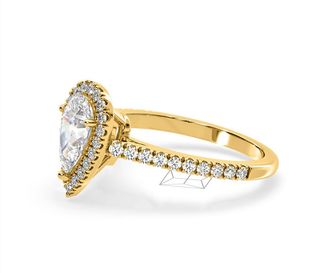 The Diamond Store Diana Lab Diamond Pear Halo Engagement Ring in 18K Gold 1.60ct F/VS1