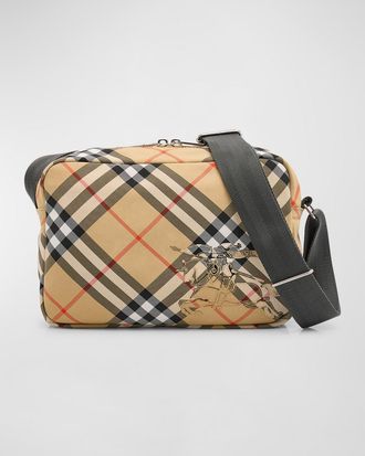 Burberry Mens Check Essential Crossbody Bag