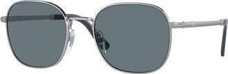 Persol PO1009S Asian Fit Polarized 518/3R Mens Sunglasses Silver Size 52