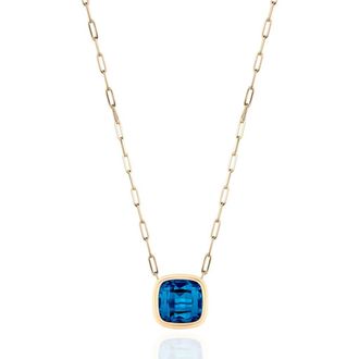 Goshwara Manhattan Cushion Pendant Necklace in Deep Blue at Nordstrom, Size 18
