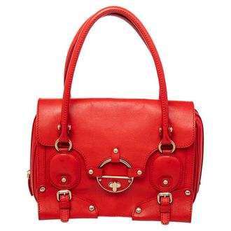 Versace Red Leather Totes Bag