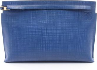 Loewe Blue Leather Clutch Bag Pouch (Pre-Owned)