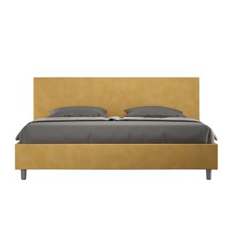ITYhome Letto Matrimoniale King Size Rivestito In Microfibra - Adele - Colore: Ocra - Tipologia Letto: Con Rete - Dimensione Rete: 180x210