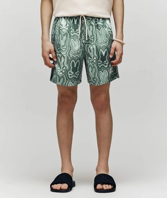 Psycho Bunny Kids Chuck All Over Print Lightweight Swim Trunk 335 ICEBERG GREEN / Teen / M/10-12