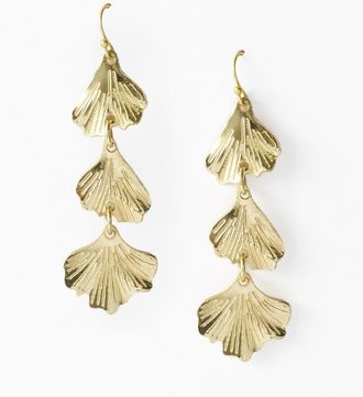 Matr Boomie Sayuri Ginkgo Leaf Triple Drop Statement Earring in Gold at Nordstrom