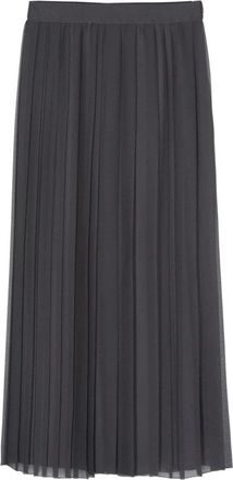 Eleventy High-waisted Geplooide Chiffon Rok - Dames - Midirokken - Grijs - M - Chiffon - Rokken