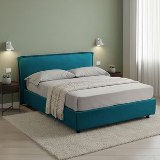 Dmora Cama Doble Brolo, Cama Desenfundable, Contenedor Made In Italy, Tama&ntilde;o Colch&oacute;n 160x190 Cm, Azul