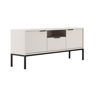 Petits Meubles Mueble tv 135 cm patas negras tableros de part&iacute;culas blanco