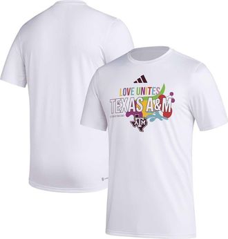 adidas Mens adidas x Rich Mnisi Pride Collection White Texas A&M Aggies Pregame AEROREADY T-Shirt at Nordstrom, Size X-Large