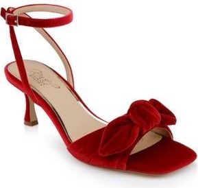 Badgley Mischka Emeli Ankle Strap Sandal in Red Velvet at Nordstrom Rack, Size 5.5
